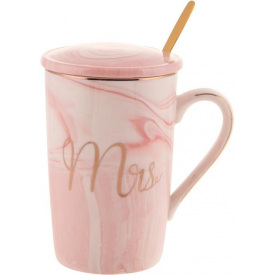 Чашка с крышкой и ложкой Кофейное утро Pink Mrs 420мл DP218638 BonaDi