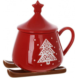 Чашка з кришкою BonaDi Santa sleigh Різнокольоровий 300 мл DP230945