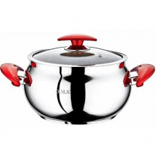 Кастрюля 3 л 20х10 см ручки бакелит крышка стеклянная O.M.S 2038-20-3л-Red