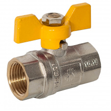 Кран шаровой ASCO 1/2" ВВ жёлтая бабочка, с проточкой PN40