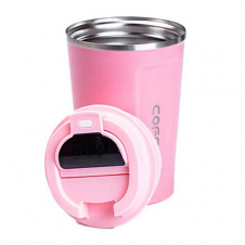 Термокружка Happy Life Coffee 380 мл с датчиком температуры розовая (HPGM5821P)