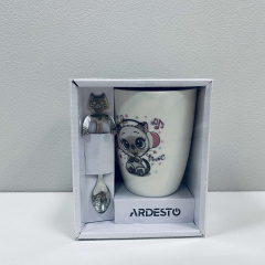 Чашка порцелянова з ложкою Ardesto Music AR3041BS 320 мл Охтирка