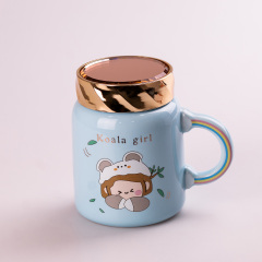 Кружка керамічна Happy Life 420 мл Cute girl з кришкою блакитний (HPCY8240BL) Виноградів