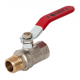 Кран шаровой ASCO 1/2" НВ красная ручка, с проточкой PN40