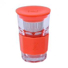 Заварник-стакан с силиконовой защитой и ситечком ZestGlass 415 мл Orange DP83528 Pasabahce