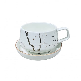 Чашка с блюдцем фарфоровая BonaDi 805-728 Мраморная Роскошь 320 мл