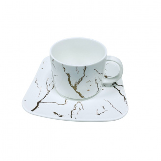 Чашка з блюдцем порцелянова BonaDi 805-727 Мармурова Розкіш 250 мл