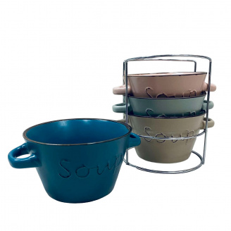 Набір бульйониць на стійнці S&T 021-04-20 4 шт 650 мл