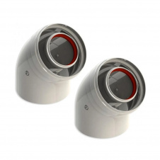 Колено коаксиального дымохода Ariston 60/100 мм 45° (2 шт.) (3318004)