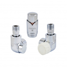 Термостатический комплект Schlosser LUX 1/2"×15 mm Cu головка Mini, угловой правый, хром (603700005)
