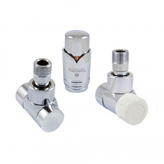Термостатический комплект Schlosser LUX 1/2"×15 mm Cu головка Mini, угловой, хром (603700004) Вишневе