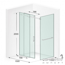 Душевая кабина Liberta Legia 1500x1000x2000 стекло графит, ручка рейлинг-кноб верт, полотецедерж. бк. ст 700