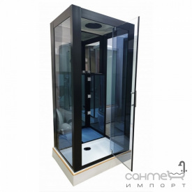 Гідромасажний бокс Veronis BN-6-28 L лівобічний, профіль чорний, стінки чорні, прозорі двері