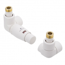 Термостатический комплект Schlosser LUX 1/2"×15 mm Cu головка Mini, угловой левый, белый (603700303)