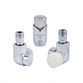 Термостатический комплект Schlosser LUX 1/2"×15 mm Cu головка Mini, угловой правый, хром (603700005)