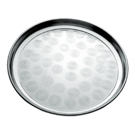 Поднос круглый металлический круговым матовым декором диаметр 25см Empire DP63712