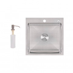 Мийка для кухні інтегрована Lidz Handmade H5050 (LDH5050BRU35375) Brushed Steel 3,0/0,8 мм Веселе