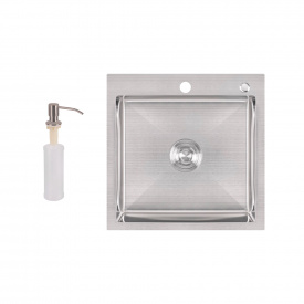 Мийка для кухні інтегрована Lidz Handmade H5050 (LDH5050BRU35375) Brushed Steel 3,0/0,8 мм