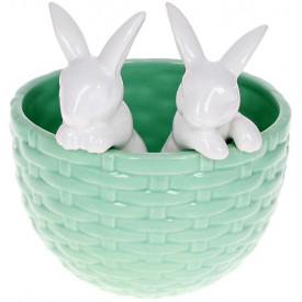 Горшок декоративный Кролики в корзинке 14х13.5х15см Mint BonaDi