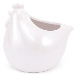 Декоративна фігурка-кашпо Курочка 15см білий перламутр BonaDi DP42107