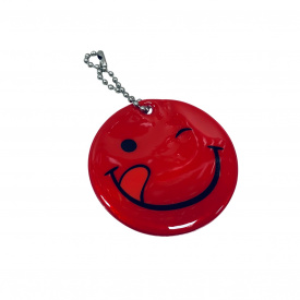 Світловідбиваючий брелок Stenson 38443-1 Смайлик Червоний