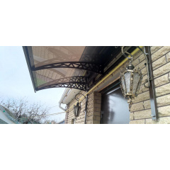 Металевий збірний навіс (козирок) над дверима Dash'Ok 2.05x1.5 м Hi-tech, мідь антик, мон 3 мм, бронза Ромни