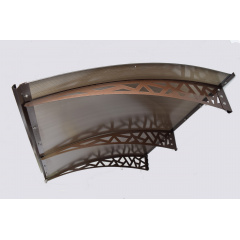 Металевий збірний навіс (козирок) над дверима Dash'Ok 2.05x1.5 м Hi-tech, мідь антик, мон 3 мм, бронза Ромни