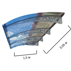 Металевий збірний навіс (козирок) над дверима Dash'Ok 3.05x1.5 м Style, мідь антик, мон 4 мм, прозр Лосинівка