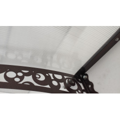 Металевий збірний навіс (козирок) над дверима Dash'Ok 3.05x1.5 м Style, мідь антик, мон 4 мм, прозр Лосинівка