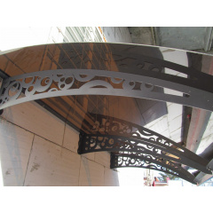 Металический сборный навес (козырек) над дверью Dash'Ok 2.05x1.5 м Style, медь антик, мон 3 мм, бронза Дзензелевка