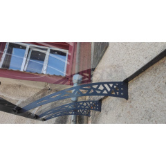 Металевий збірний навіс (козирок) над дверима Dash'Ok 3.05x1.5 м Hi-tech, темно-сірий, мон 4 мм, прозр Ізюм