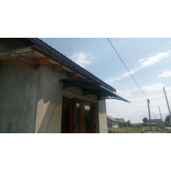 Металевий збірний навіс (козирок) над дверима Dash'Ok 2.05x1.5 м Hi-tech, чорний, мон 3 мм, бронза Токмак