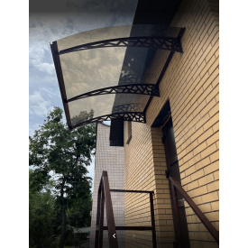 Металевий збірний навіс (козирок) над дверима Dash'Ok 2.05x1.5 м Hi-tech, чорний, мон 3 мм, бронза