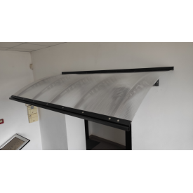 Металический сборный навес (козырек) над дверью Dash`Ok 4,05x1 м Hi-tech, черный, сот 6 мм, прозр