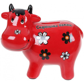 Копилка керамическая Коровка Скарбничка бажань 14х17см красная Bona DP73596