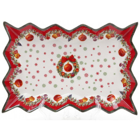 Блюдо фарфорове Різдвяний орнамент 25х16см DP66518 BonaDi