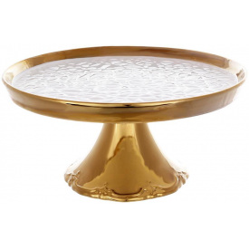 Тортовница BonaDi Gold Luxury на ножке 31 см Бело-золотой DP231679