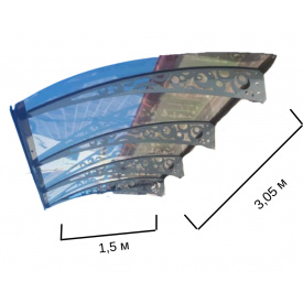 Металевий збірний навіс (козирок) над дверима Dash'Ok 3.05x1.5 м Style, мідь антик, мон 4 мм, прозр