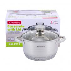 Кухонная кастрюля из нержавеющей стали с крышкой 3л KL225706 Kamille