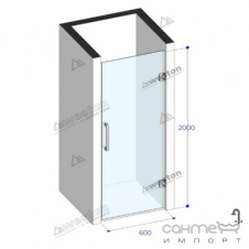 Душевая дверь в нишу Weston WD 1 600x2000 черный/стекло матовый графит, ручка рейлинг дв. ст. верт, защ. покр