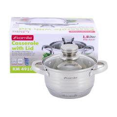 Кухонная кастрюля с крышкой и полыми ручками 1.5л KL225704 Kamille Львів
