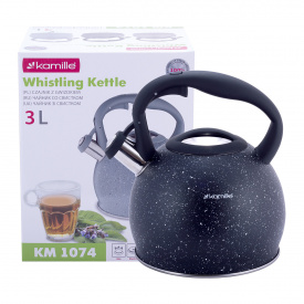 Кухонный чайник со свистком из нержавеющей стали black 3л KL225953 Kamille