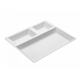 Блюдо для подачи из меламина трехсекционное One Chef 27×22,5×2,5 см Белое