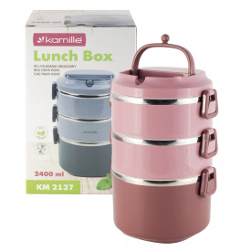 Эргономичный и компактный контейнер тройной pink 2400мл KL226262 Kamille