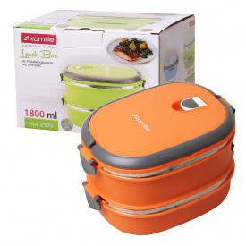 Эргономичный и компактный контейнер 1800мл обеденный двойной оранжевый KL225914 Kamille