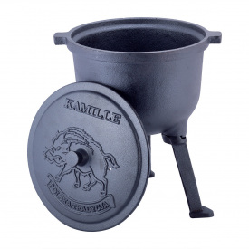 Чугунный казан на ножках с крышкой для приготовления на огне 7л KL225639 Kamille