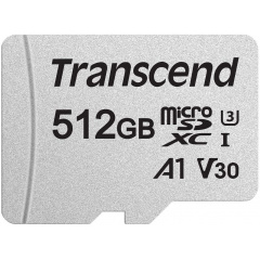Карта пам'яті Transcend 300S microSDXC 512GB UHS-I U3 (TS512GUSD300S-A) + адаптер SD (6570658) Іршава