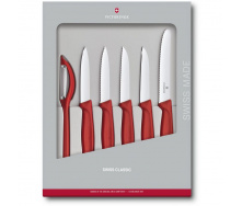 Набор кухонных овощных ножей и овощечистки Victorinox Swiss Classic Paring Set 6 предметов Красный (6.7111.6G)