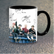 Чашка Fan Girl Группа BTS Bangtan Boys БТС Автограф (7083) 330 мл Черный