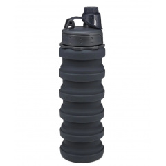 Складная силиконовая бутылка для воды и напитков с карабином Water Bottle Черная (7452994123) Одеса